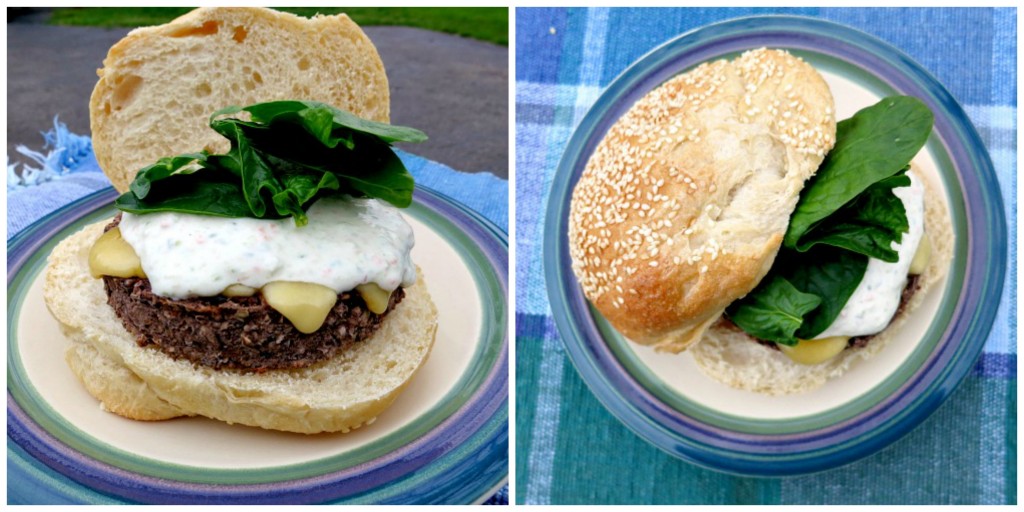 Veggie Burger with Veggie Dip Collage